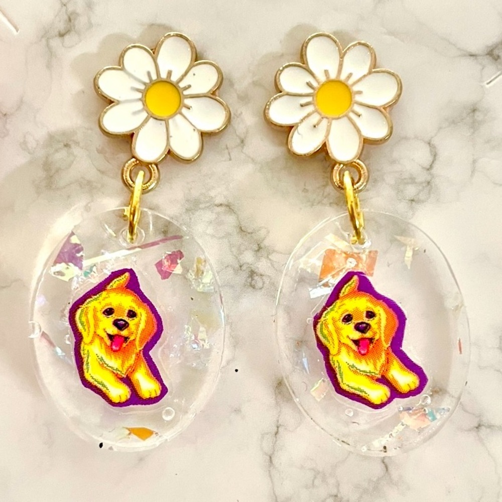 Vintage Dog Acrylic Earrings